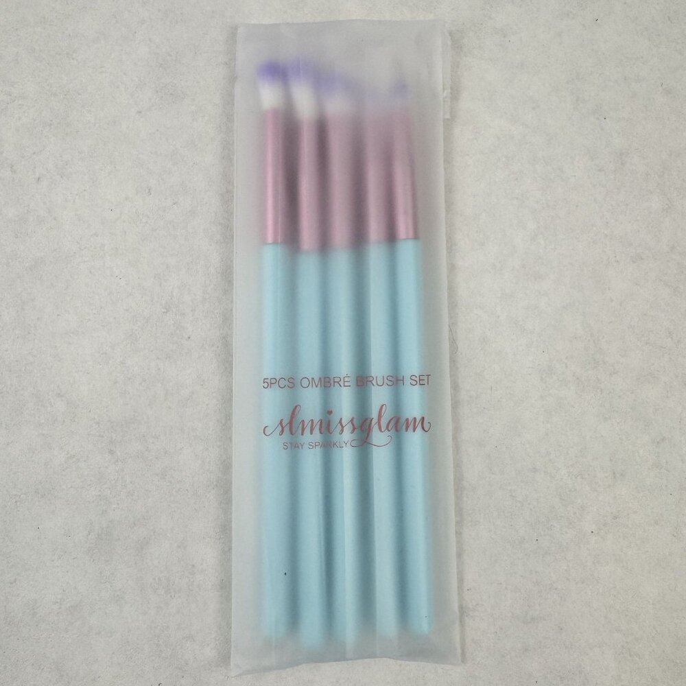 Slmissglam 5-Piece Ombre Eye Makeup Brush Set Stay Sparkly Ultra-Soft Aqua NEW - Picture 3 of 7